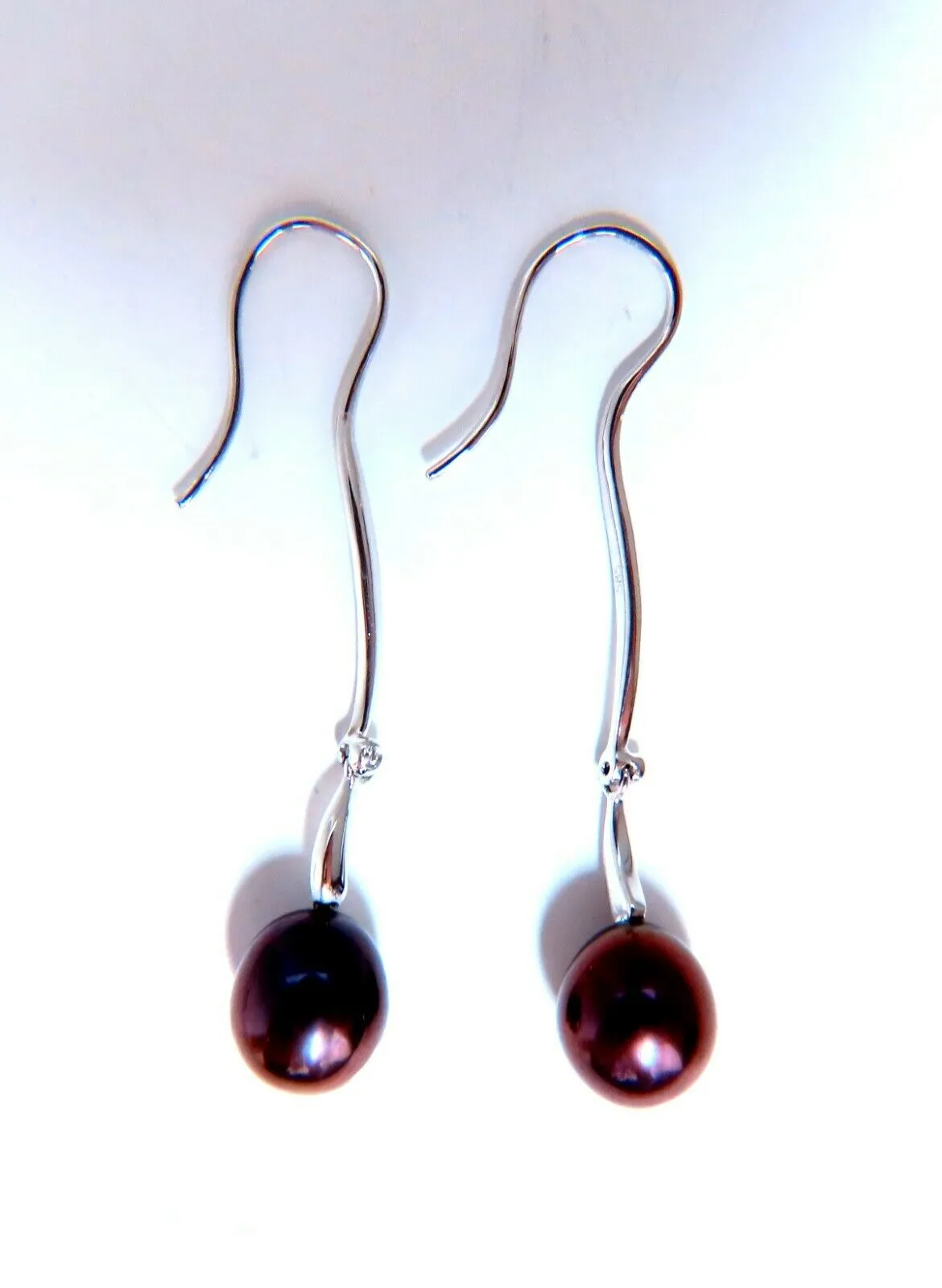 8mm Dangling Fresh Water Pearl Earrings 14kt Gold