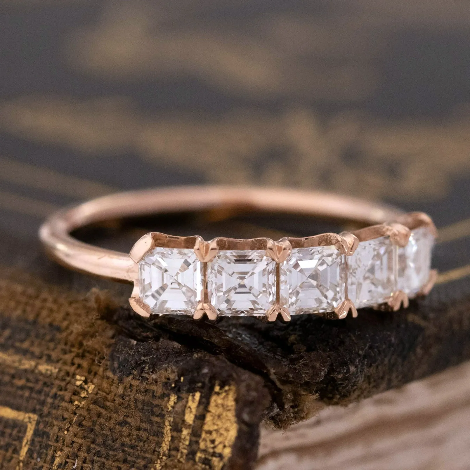 .90ctw Asscher Cut Diamond 5-Stone Band