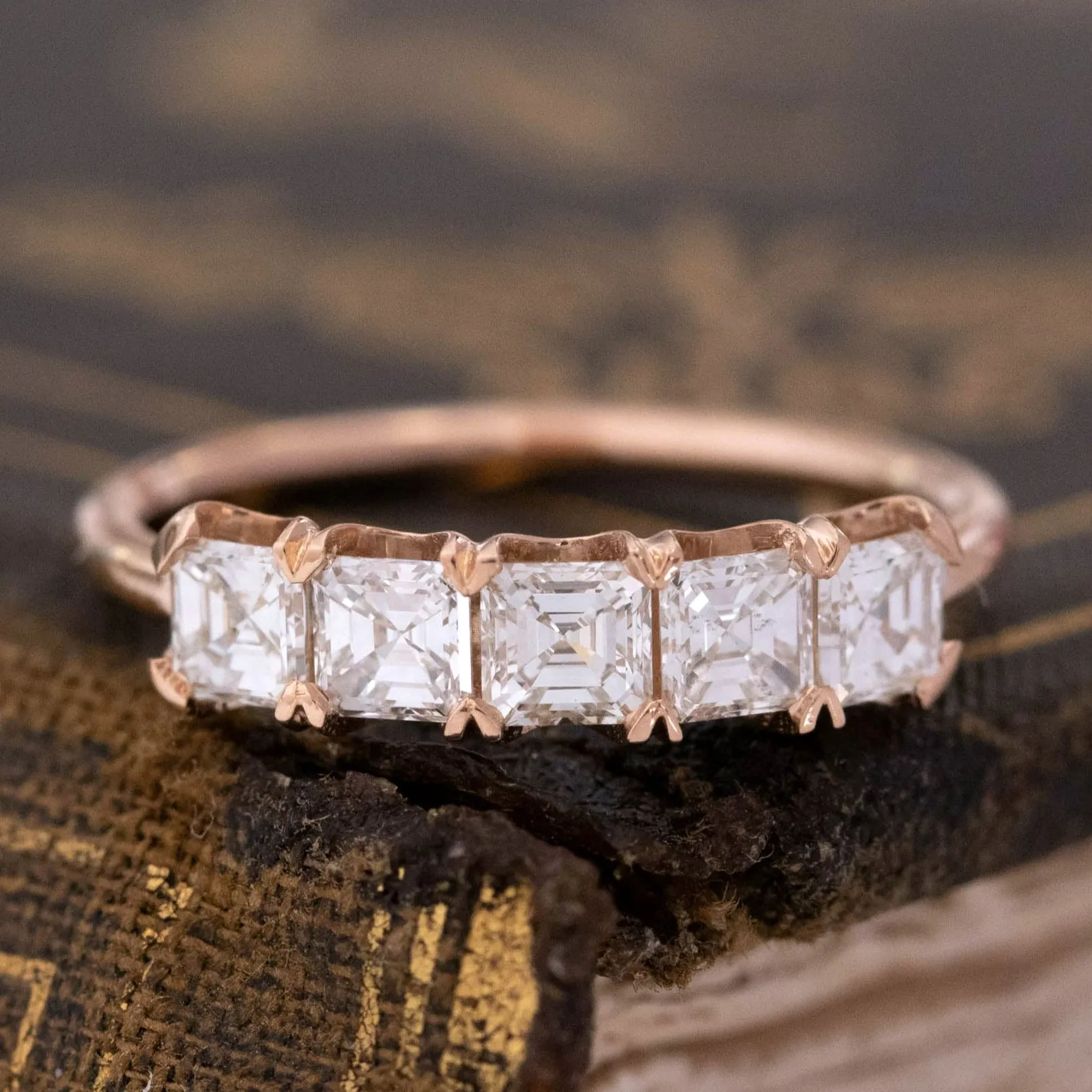 .90ctw Asscher Cut Diamond 5-Stone Band