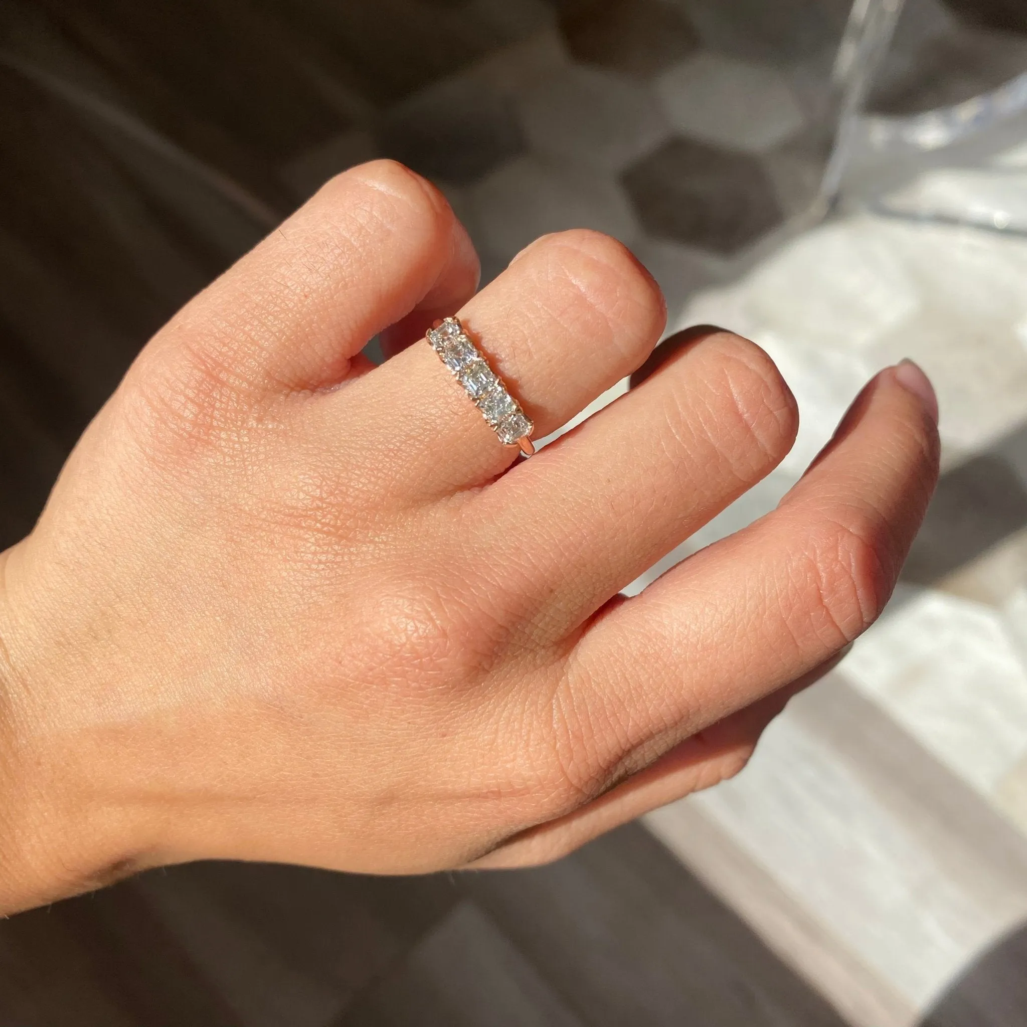 .90ctw Asscher Cut Diamond 5-Stone Band