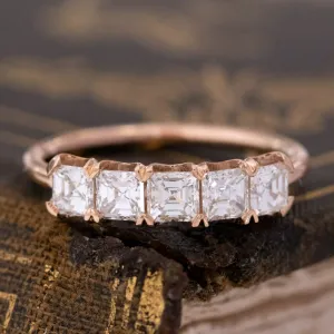 .90ctw Asscher Cut Diamond 5-Stone Band