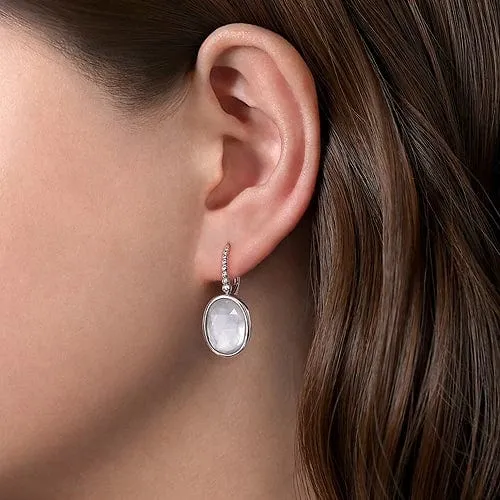 925 Sterling Silver Bujukan Rock Crystal and White Mother of Pearl Drop Earrings