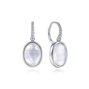 925 Sterling Silver Bujukan Rock Crystal and White Mother of Pearl Drop Earrings