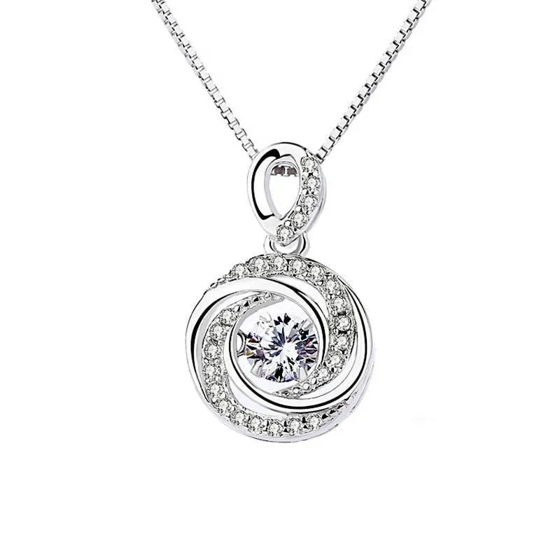 925 Sterling Silver Trendy Vortex Shape Pendant Necklaces, Fashion Jewelry for Women