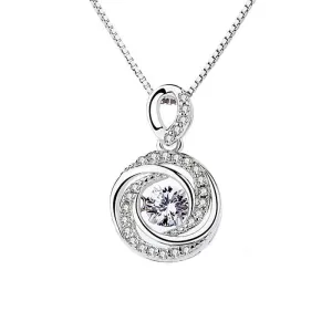 925 Sterling Silver Trendy Vortex Shape Pendant Necklaces, Fashion Jewelry for Women