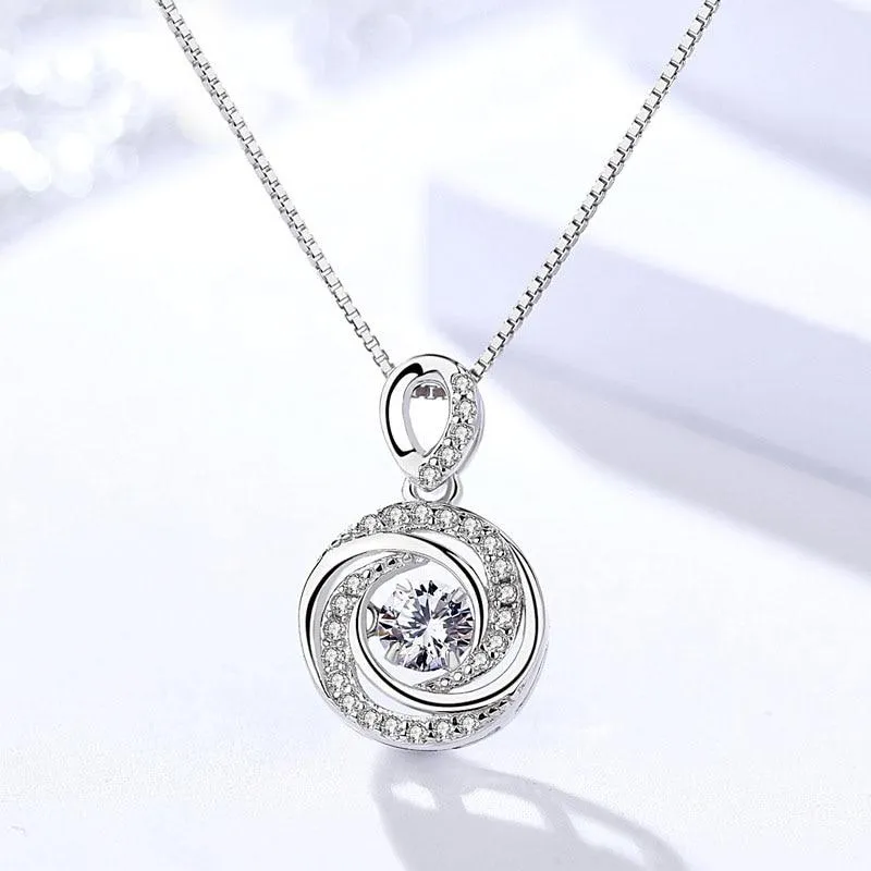 925 Sterling Silver Trendy Vortex Shape Pendant Necklaces, Fashion Jewelry for Women