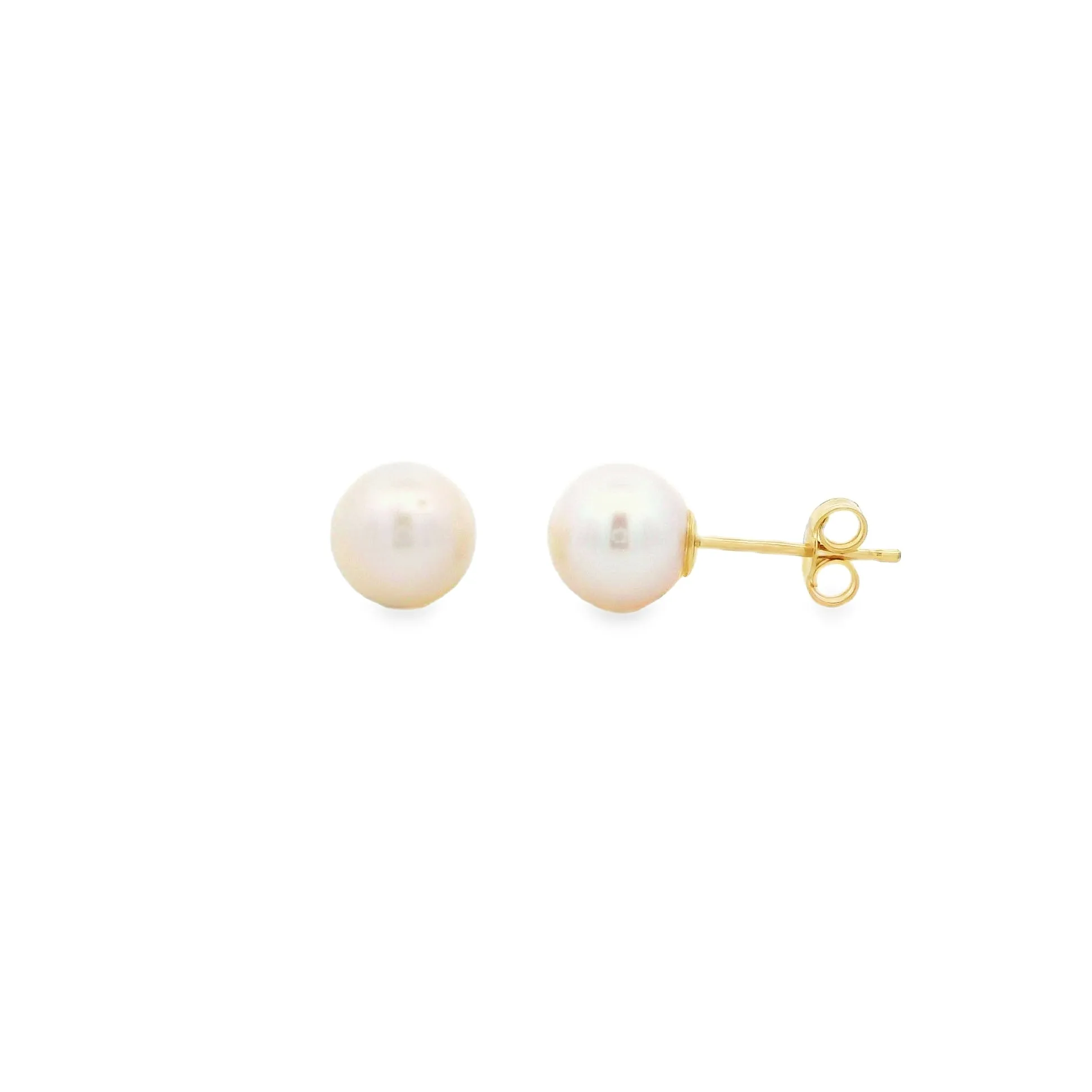 9ct Yellow Gold 7mm Pearl Studs GEAR022