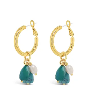 Absolute Turquoise & Pearl Bead Hoop Earrings