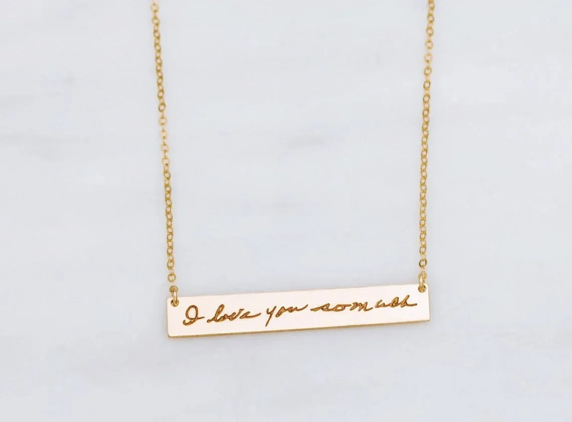 Actual Signature Handwriting Necklace,  6 mm 2" bar