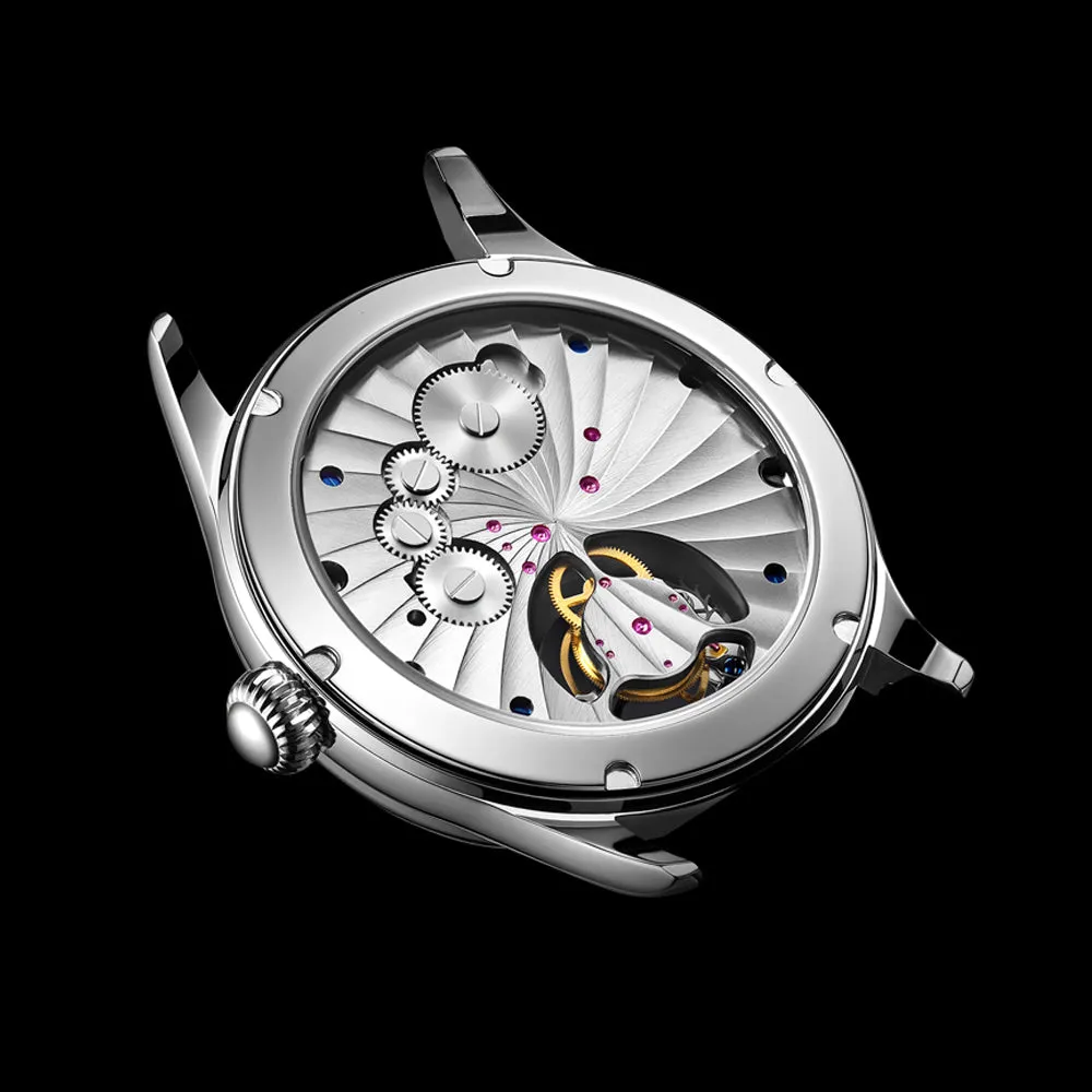 AESOP Mens Luxury Real Flying Tourbillon Mechanical Sapphire Waterproof Watch Skeleton Watches for Men Wristwatches Male Clock 7025