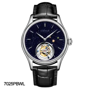 AESOP Mens Luxury Real Flying Tourbillon Mechanical Sapphire Waterproof Watch Skeleton Watches for Men Wristwatches Male Clock 7025