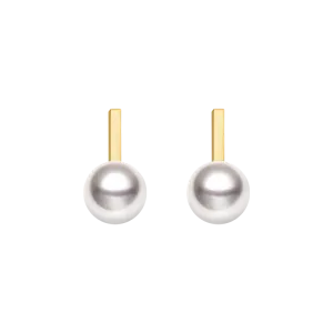 Akoya Saltwater Pearl Earrings 18K Yellow Gold Pearl Earrings