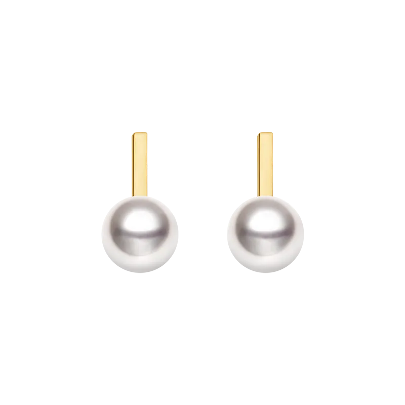 Akoya Saltwater Pearl Earrings 18K Yellow Gold Pearl Earrings