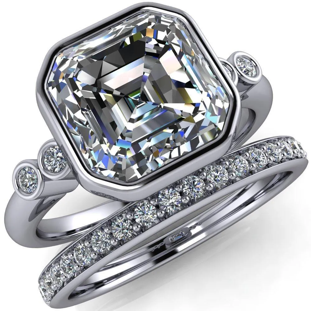 Amelie Asscher Moissanite Full Bezel Engagement Ring