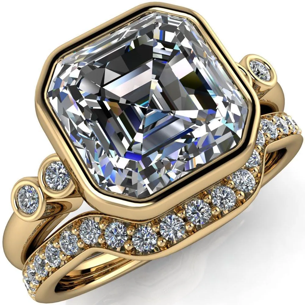 Amelie Asscher Moissanite Full Bezel Engagement Ring