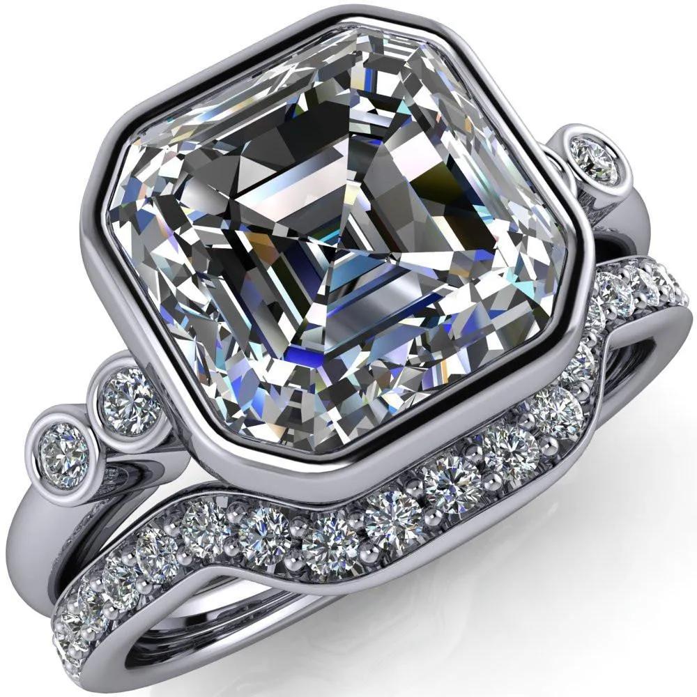 Amelie Asscher Moissanite Full Bezel Engagement Ring