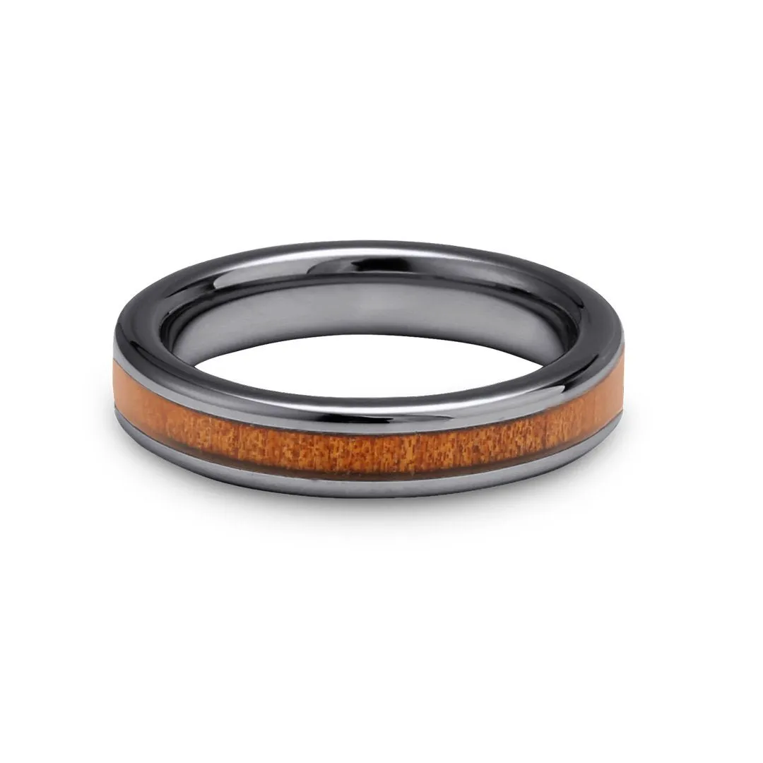 Ancient Kauri Thin Tungsten Ring - Gunmetal