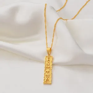 Anniyo Buddha Buddhist Six Words Mantra Pendant Chain Necklaces for Women Gifts / NOTE: Can't Customize Name #008909