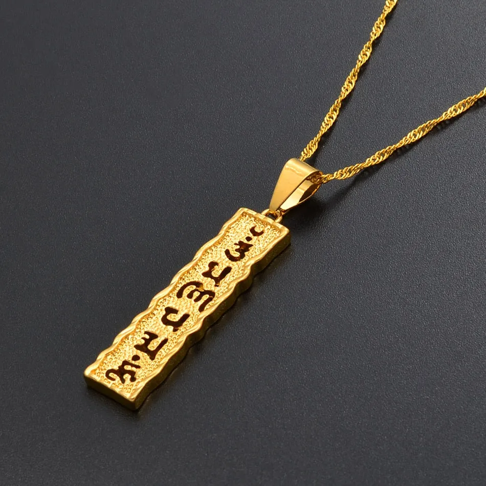 Anniyo Buddha Buddhist Six Words Mantra Pendant Chain Necklaces for Women Gifts / NOTE: Can't Customize Name #008909