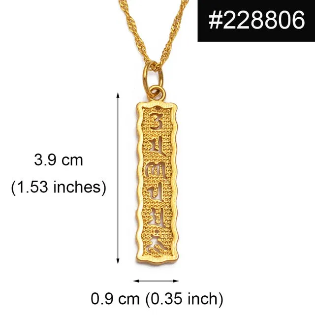 Anniyo Buddha Buddhist Six Words Mantra Pendant Chain Necklaces for Women Gifts / NOTE: Can't Customize Name #008909