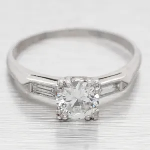 Antique Art Deco 0.90ctw Round Diamond Engagement Ring - Platinum Setting