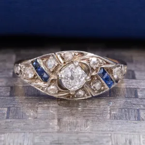 Antique Diamond & Sapphire Ring C. 1910s