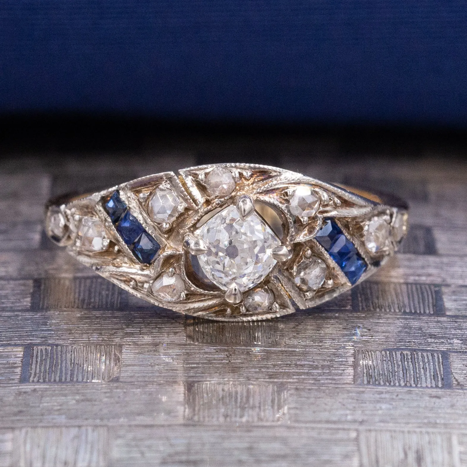 Antique Diamond & Sapphire Ring C. 1910s