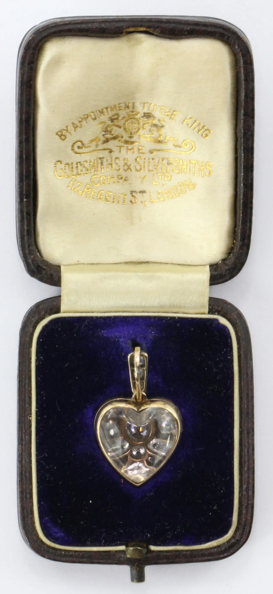 Antique Edwardian 15ct Gold Diamond Rock Crystal Heart Locket Pendant 1.25 CTW
