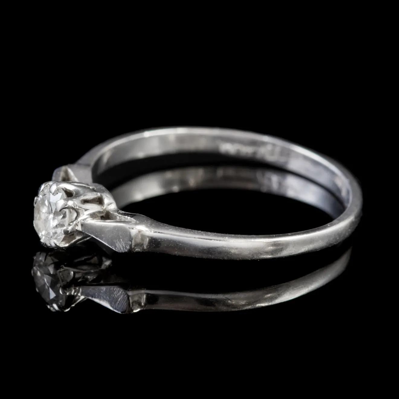 Antique Edwardian Diamond Solitaire Engagement Ring 18Ct Gold Circa 1910