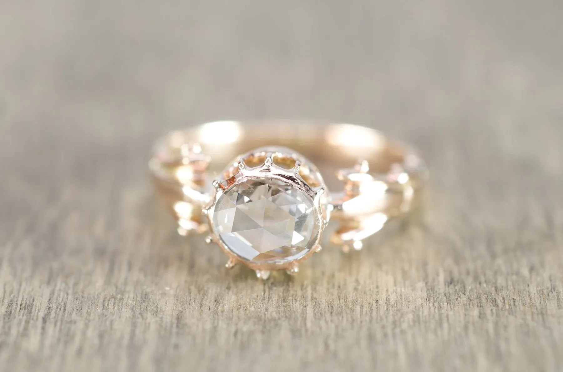ANTIQUE ROSE CUT DIAMOND  SOLITAIRE RING