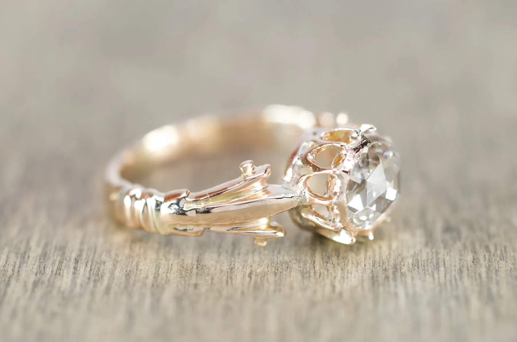 ANTIQUE ROSE CUT DIAMOND  SOLITAIRE RING