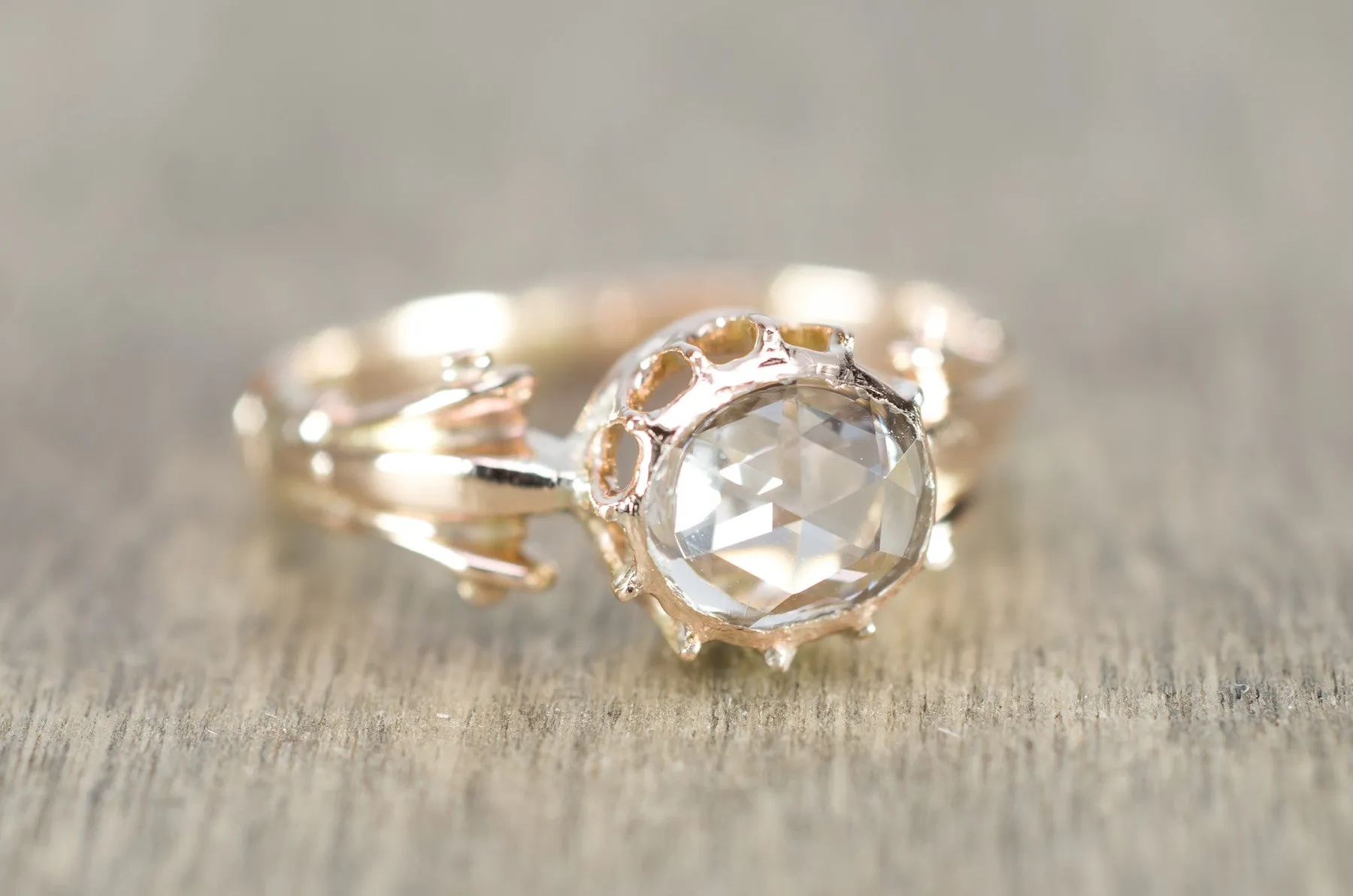 ANTIQUE ROSE CUT DIAMOND  SOLITAIRE RING