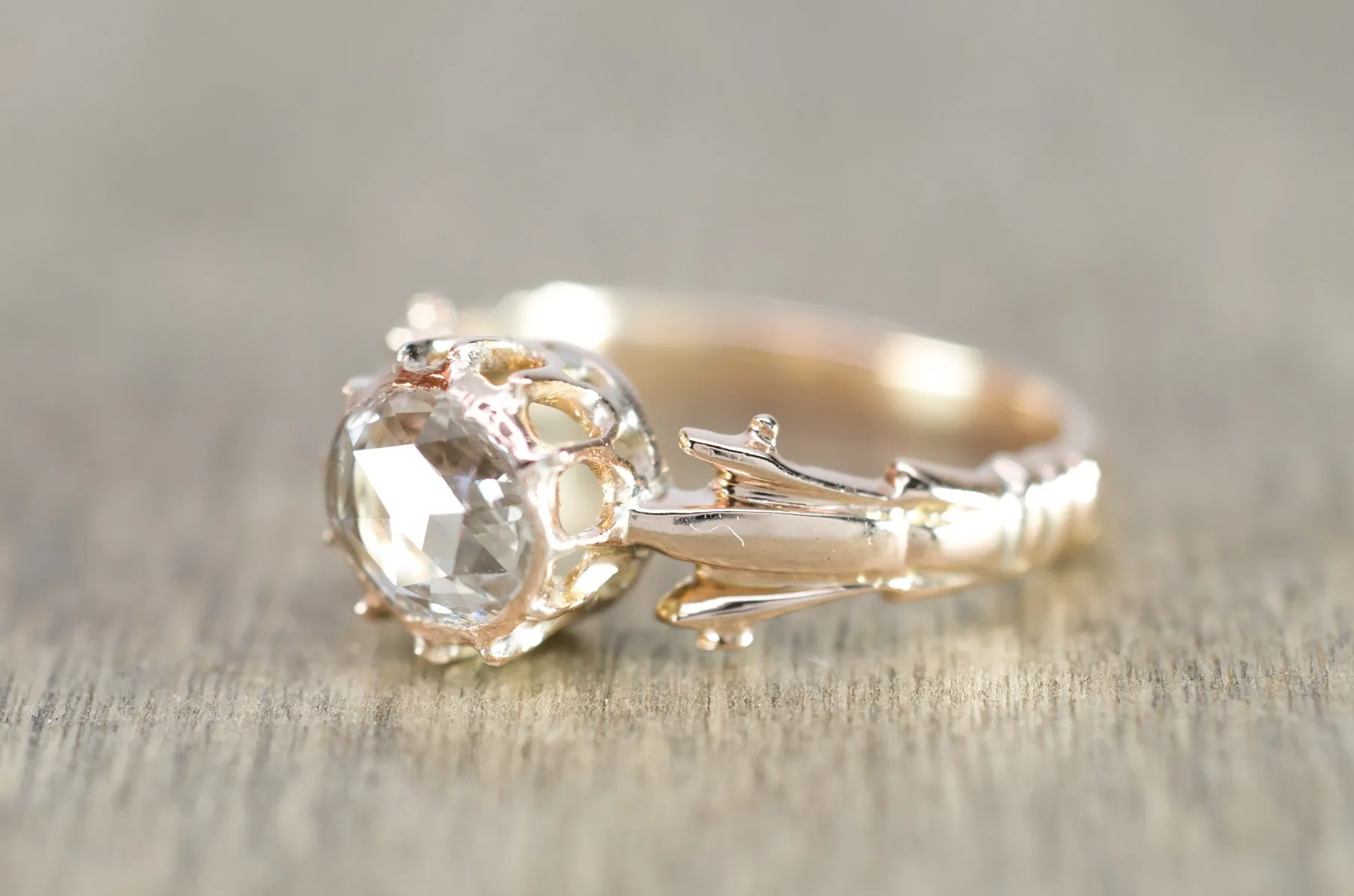 ANTIQUE ROSE CUT DIAMOND  SOLITAIRE RING