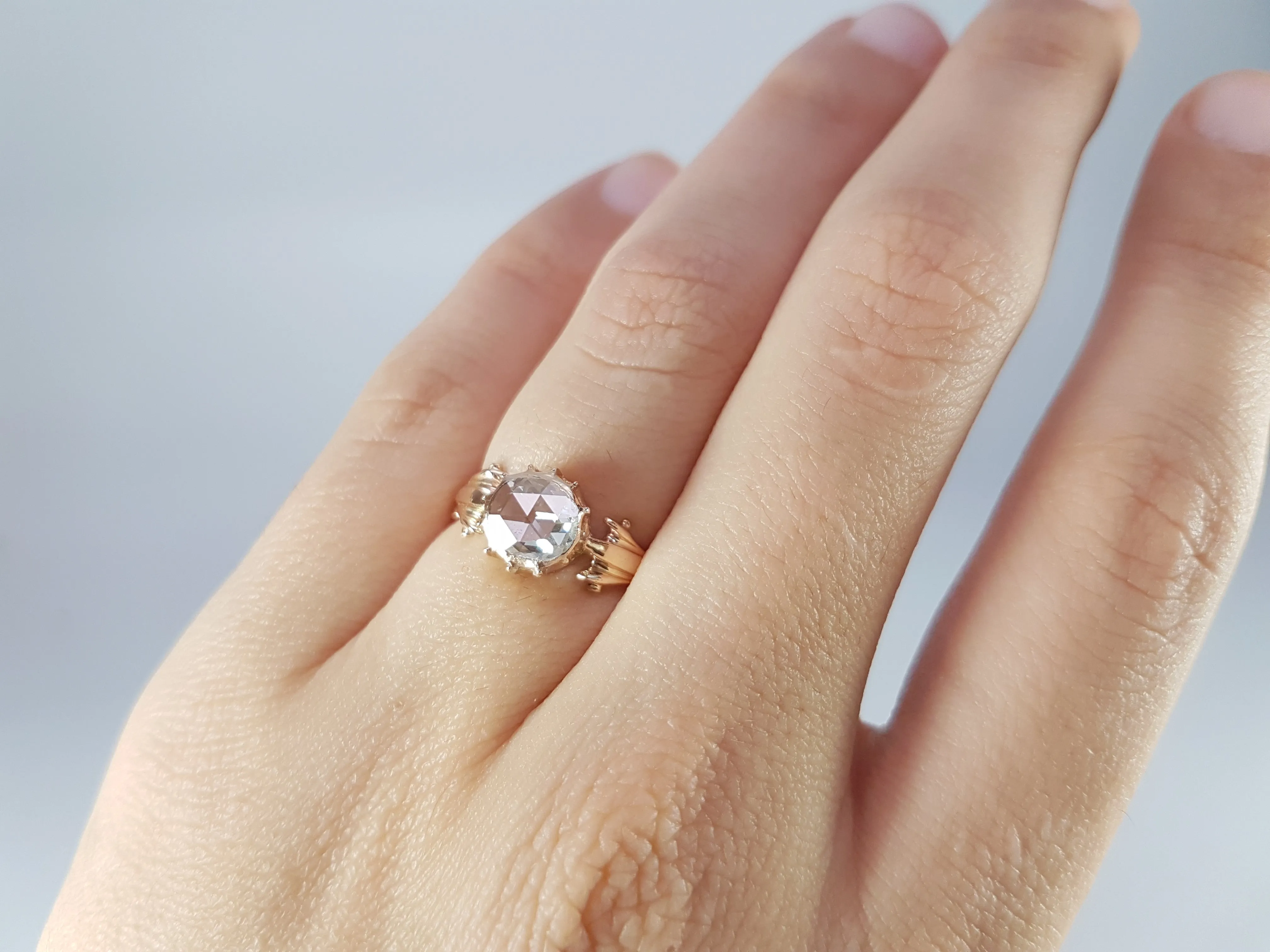 ANTIQUE ROSE CUT DIAMOND  SOLITAIRE RING