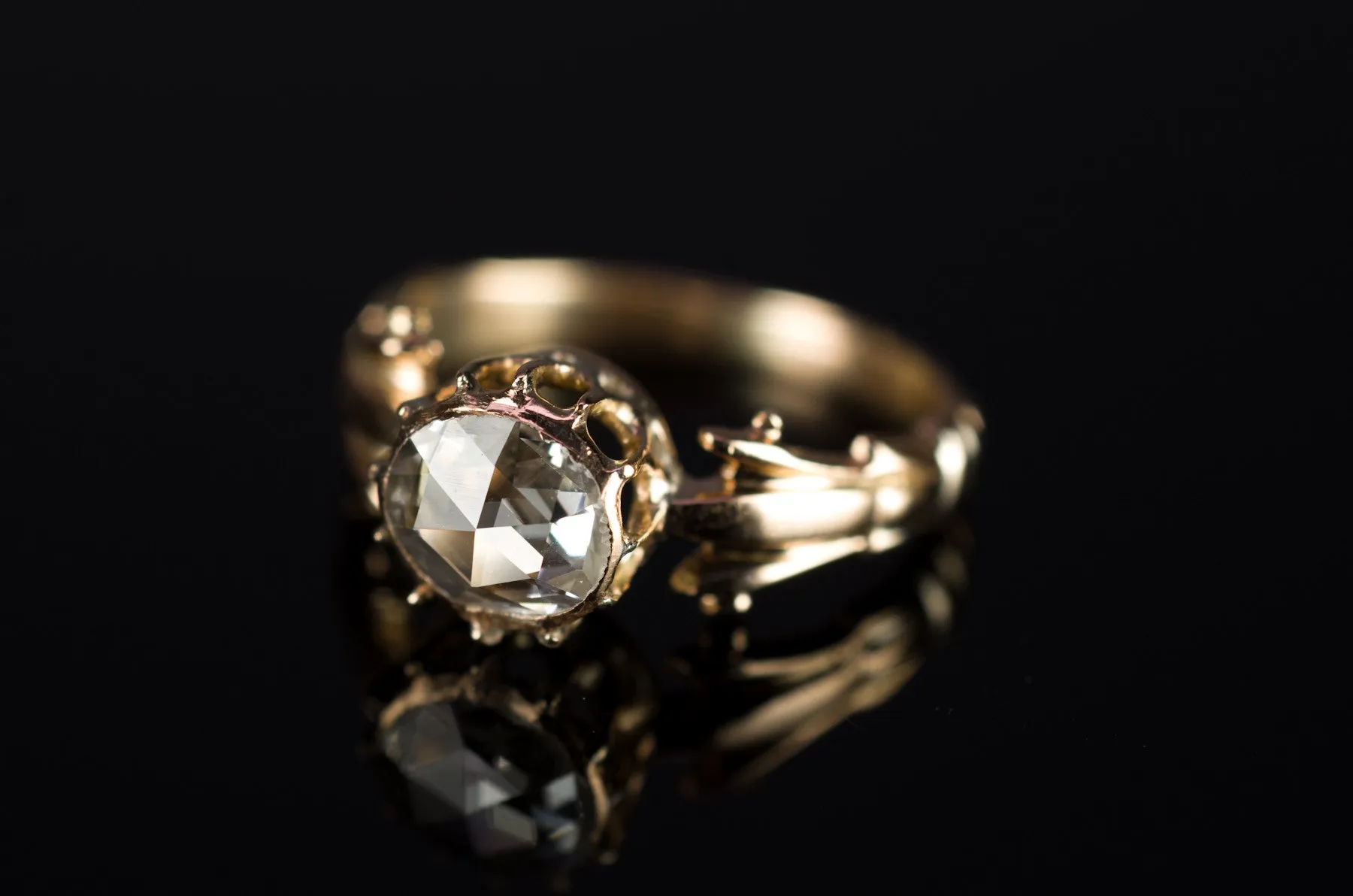 ANTIQUE ROSE CUT DIAMOND  SOLITAIRE RING