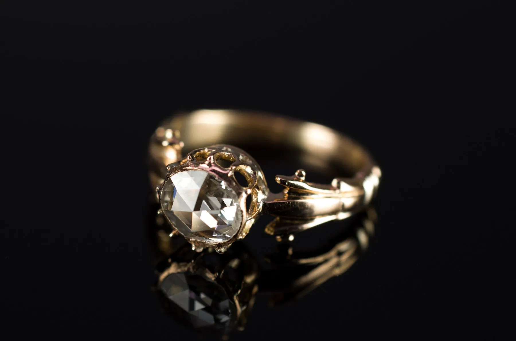 ANTIQUE ROSE CUT DIAMOND  SOLITAIRE RING