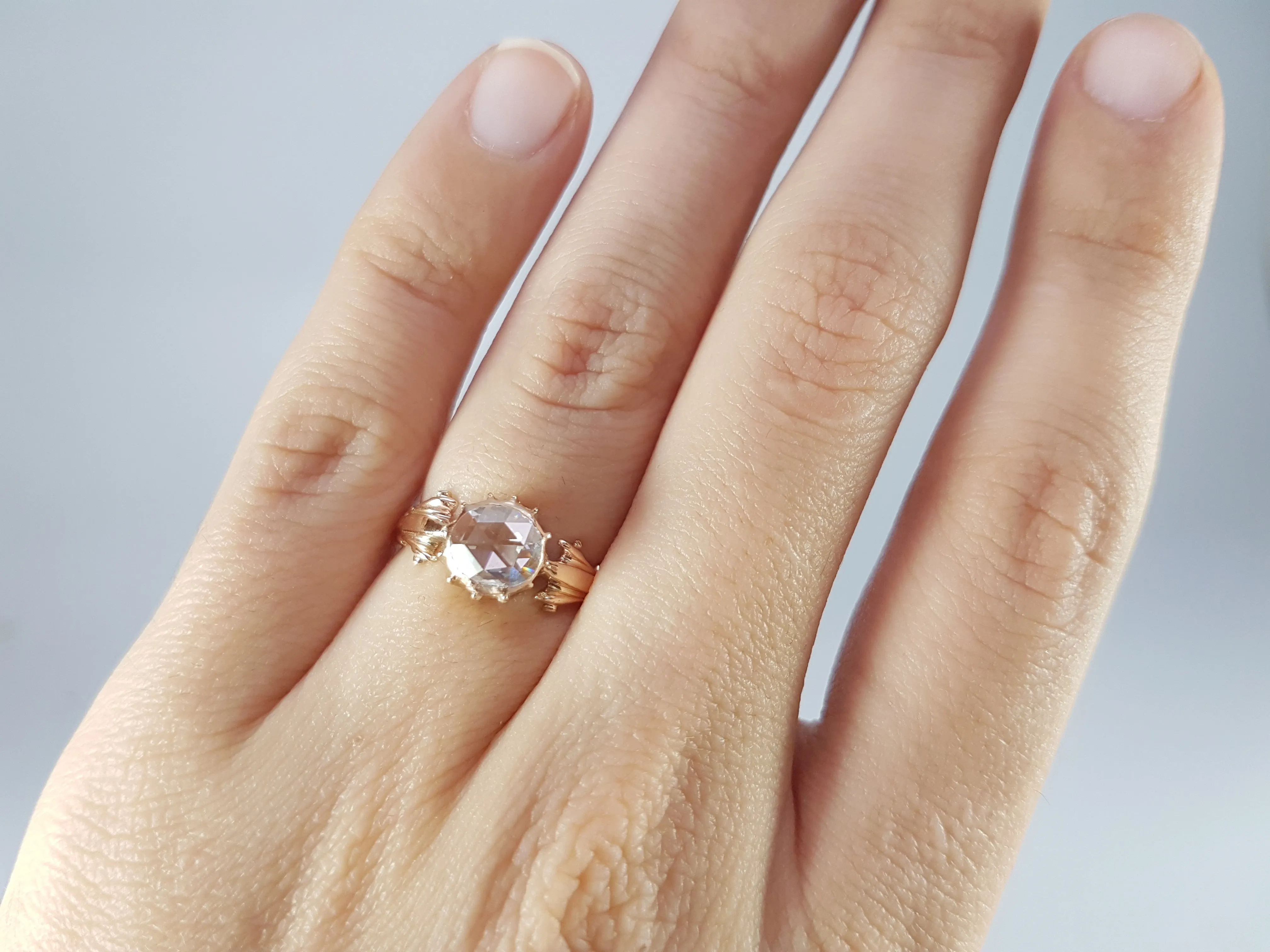 ANTIQUE ROSE CUT DIAMOND  SOLITAIRE RING