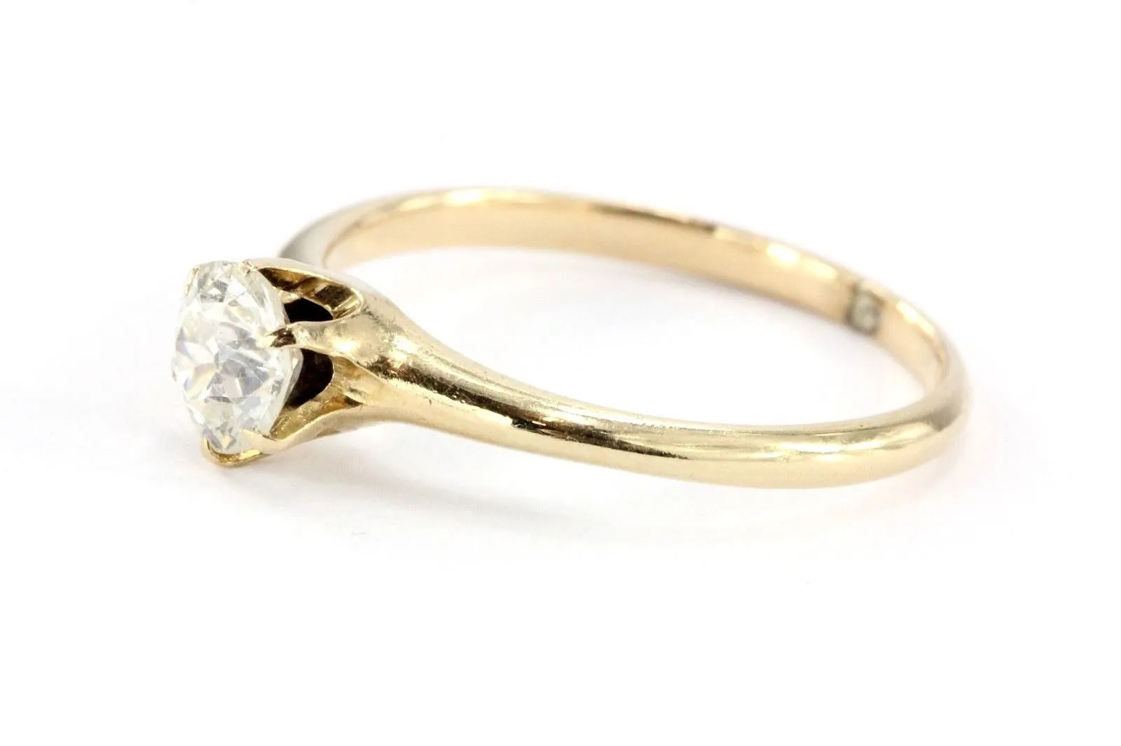 Antique Victorian 14K Gold .60 Carat Old Mine Diamond Engagement Ring
