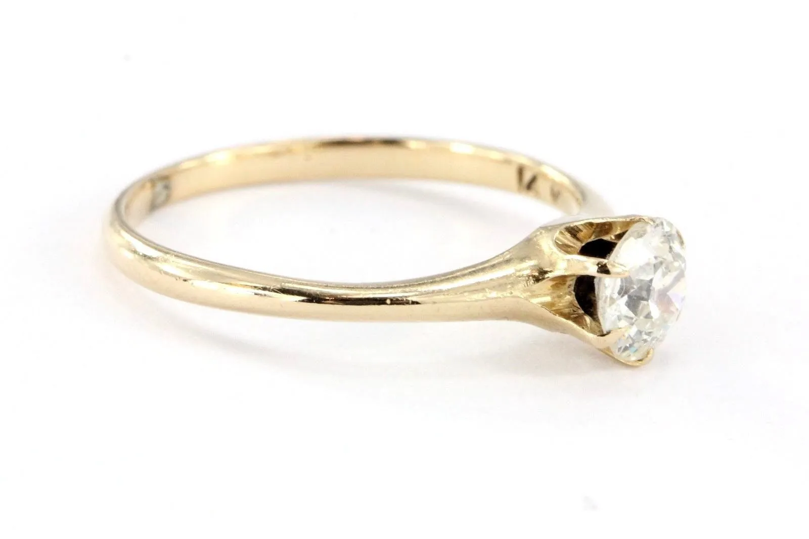 Antique Victorian 14K Gold .60 Carat Old Mine Diamond Engagement Ring