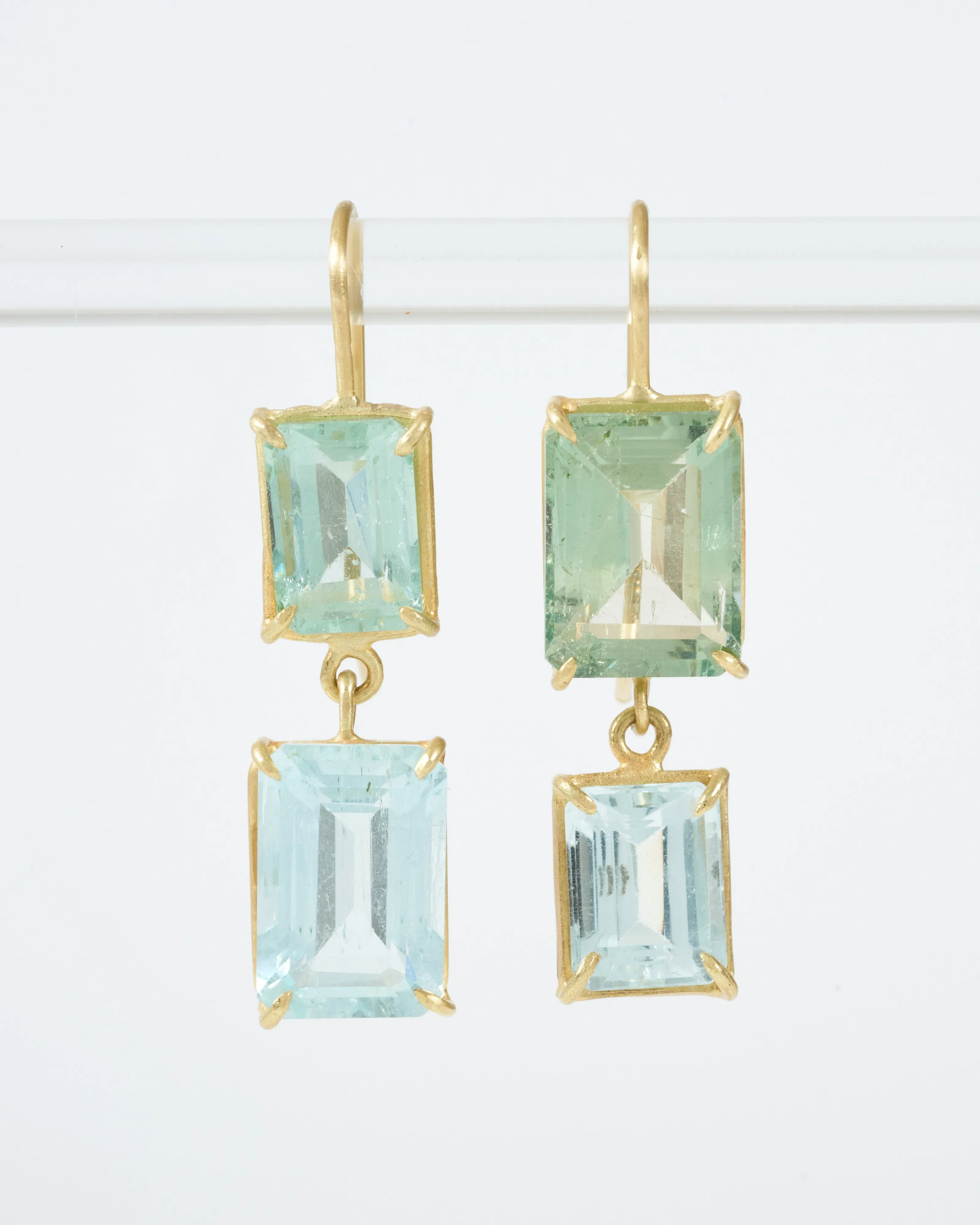 aqua and green beryl drop earrings