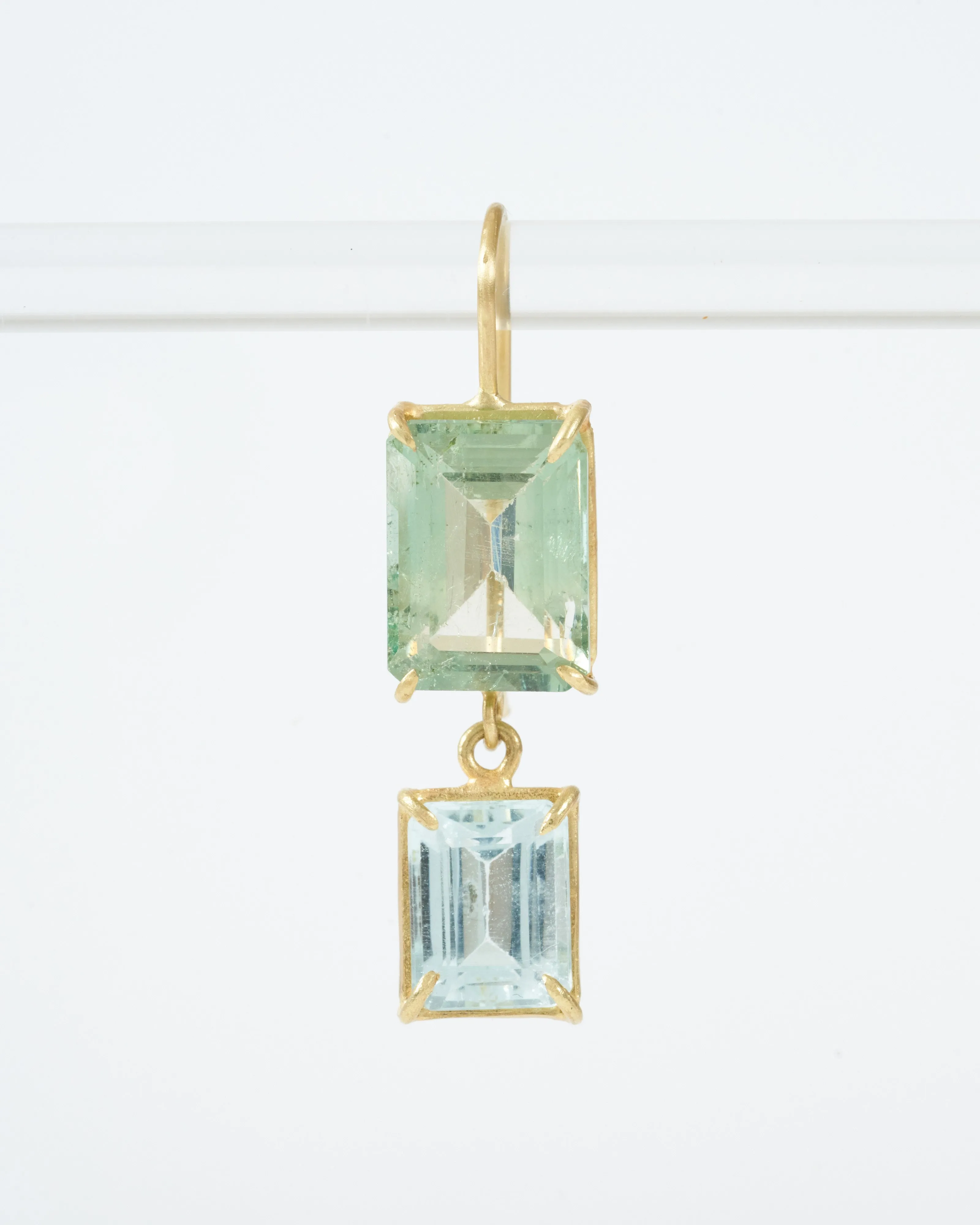 aqua and green beryl drop earrings