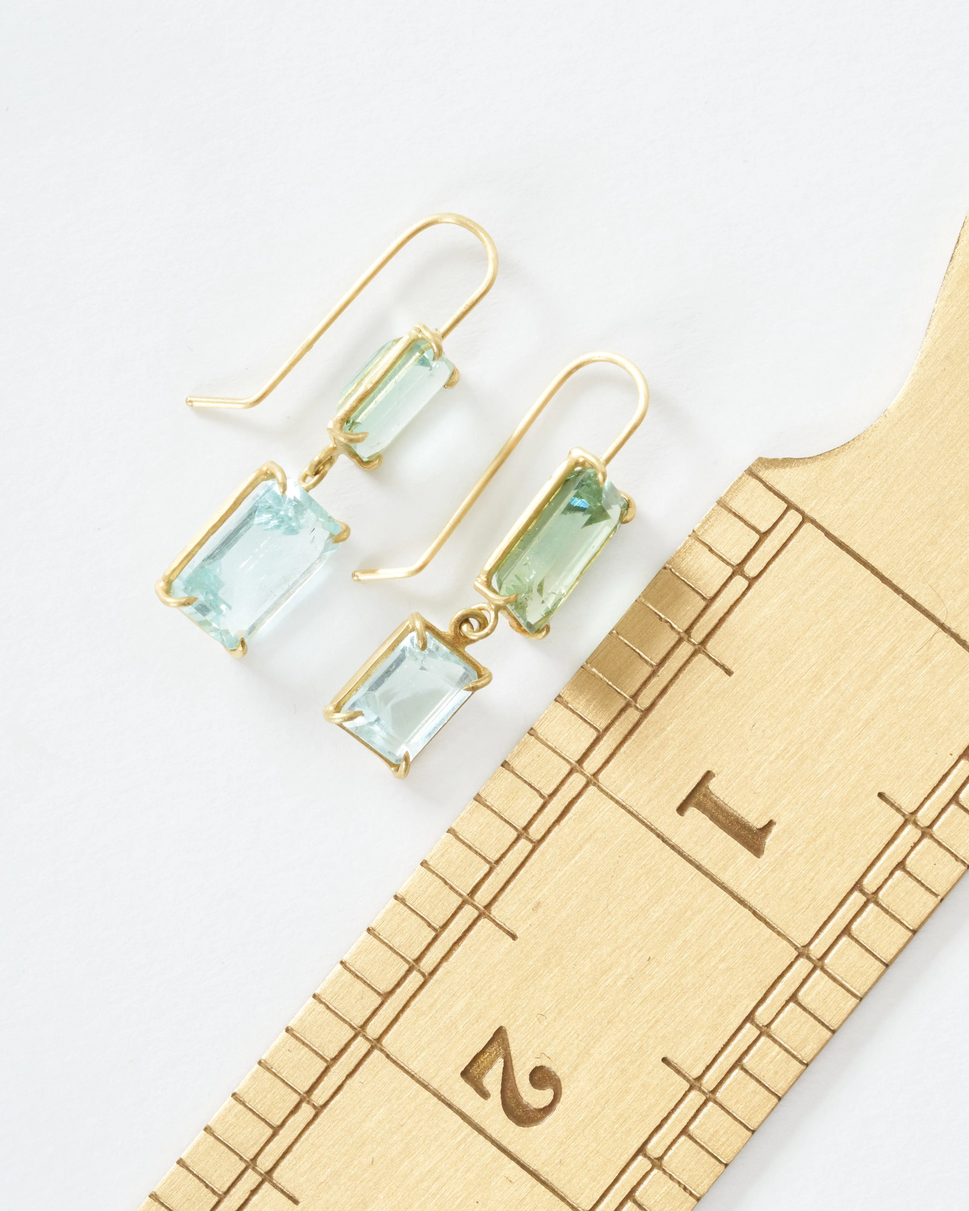aqua and green beryl drop earrings