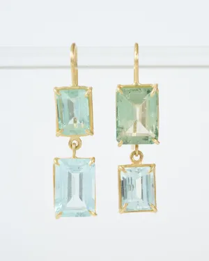 aqua and green beryl drop earrings