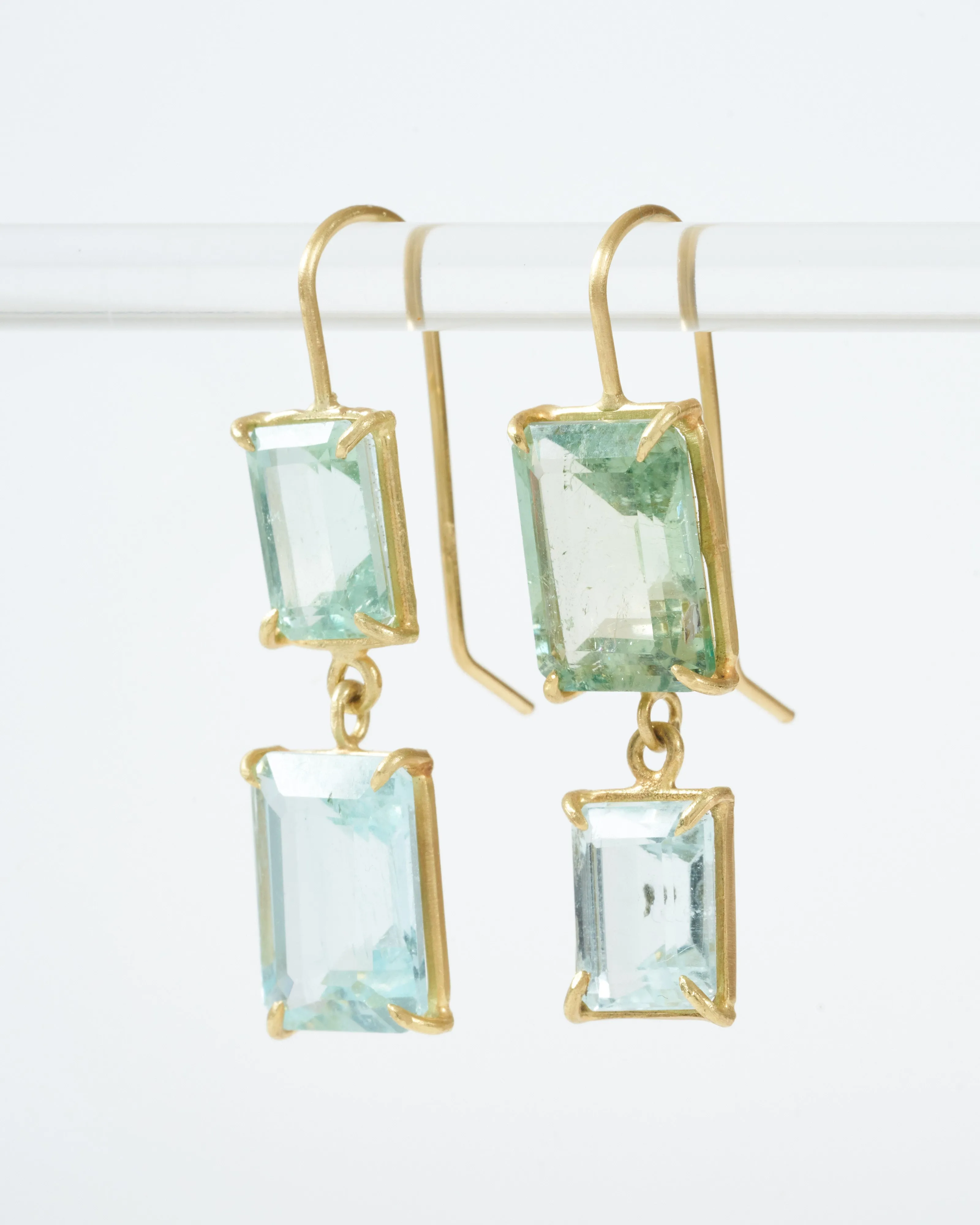 aqua and green beryl drop earrings