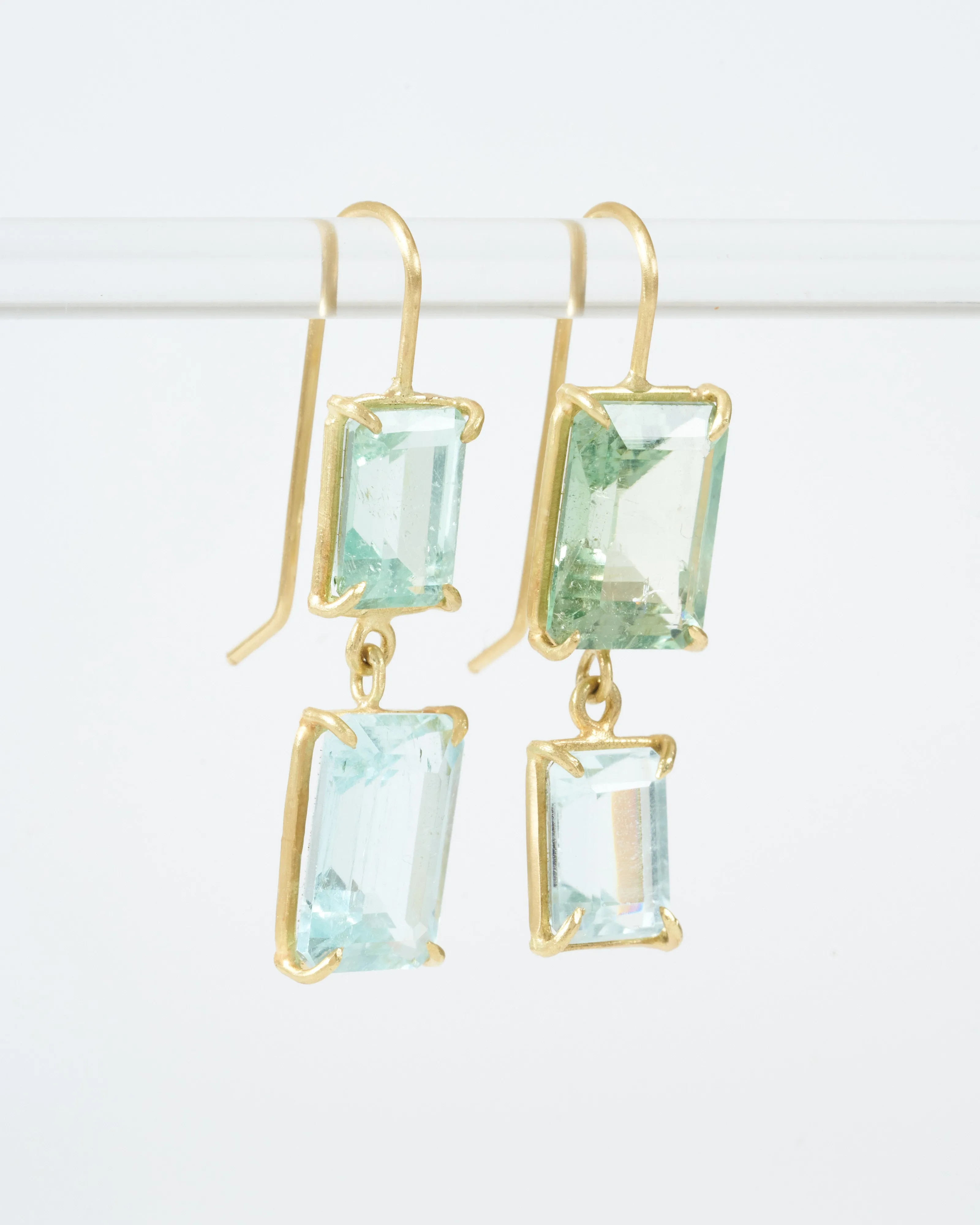 aqua and green beryl drop earrings