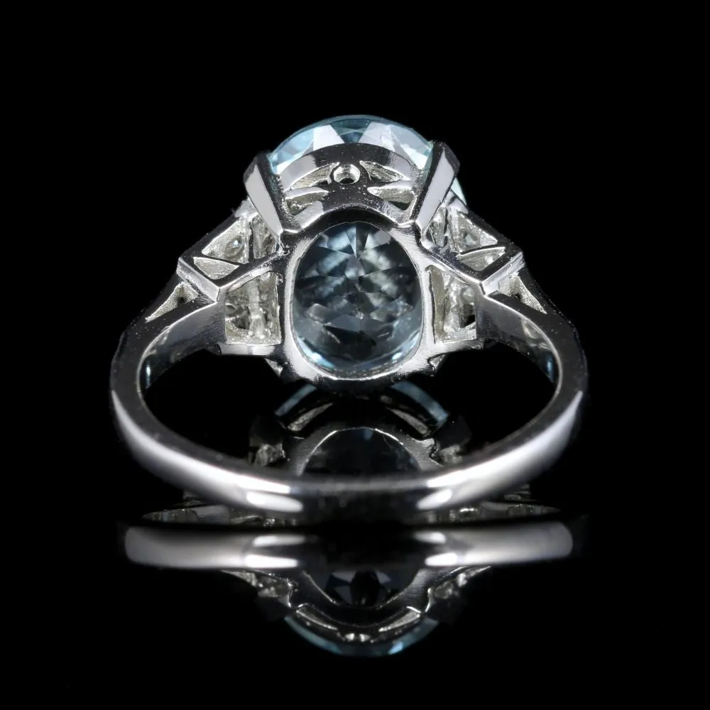 Aquamarine Diamond Engagement Ring Platinum
