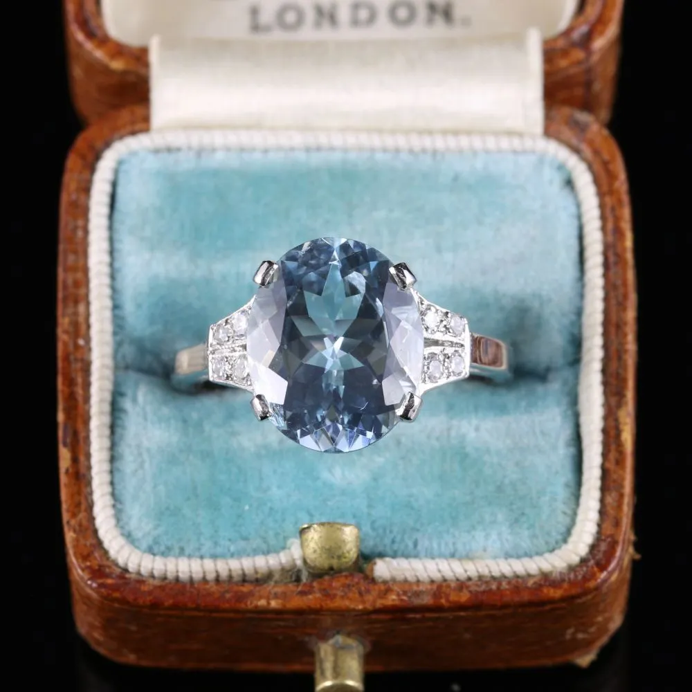 Aquamarine Diamond Engagement Ring Platinum