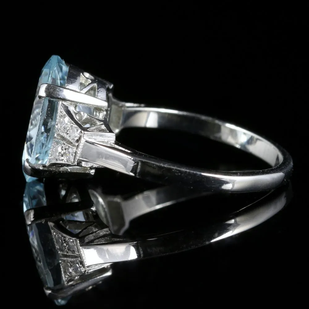 Aquamarine Diamond Engagement Ring Platinum