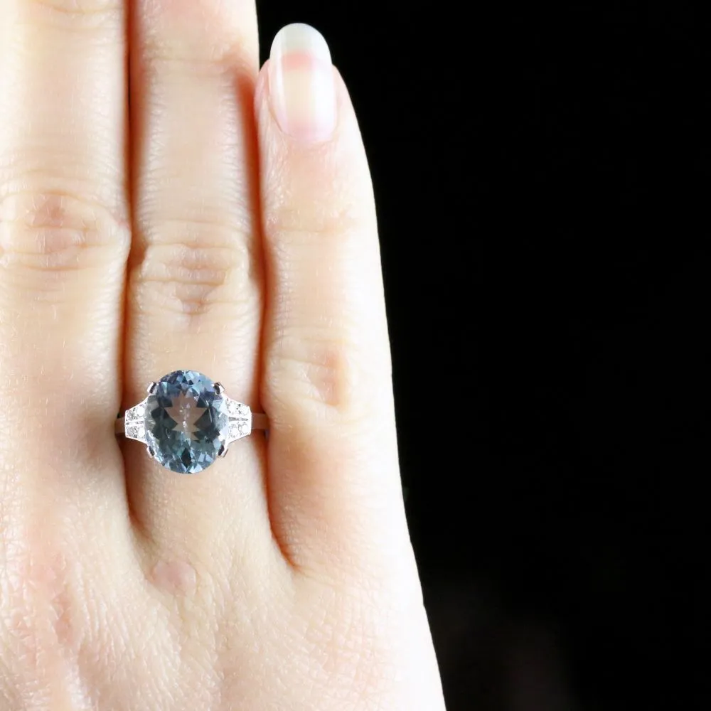 Aquamarine Diamond Engagement Ring Platinum