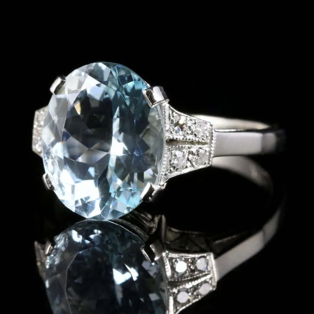 Aquamarine Diamond Engagement Ring Platinum